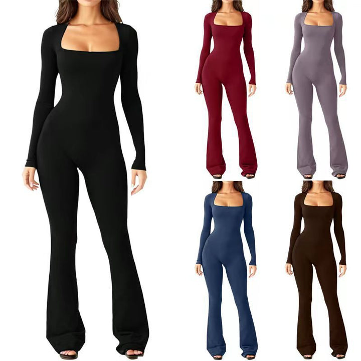 Dame elegant Jumpsuit med bred ben og kvadratisk udskæring Stilla