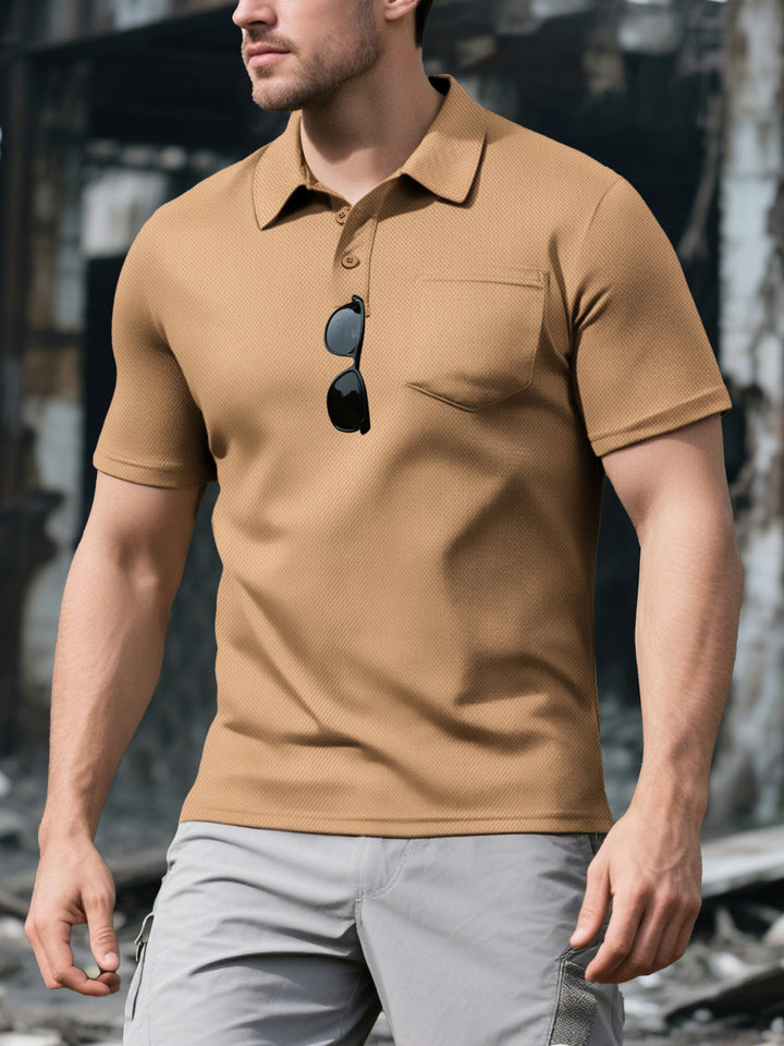 Herrer Poloshirt med åndbart vævstruktur og praktisk brystlomme Stilla