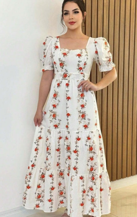 Dame Maxikjole med blomsterdekorationer Stilla