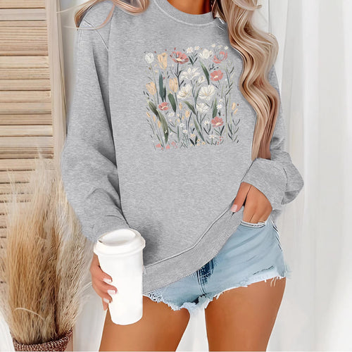 Kvinder sweatshirt med blomstermotiv og afslappet pasform Stilla