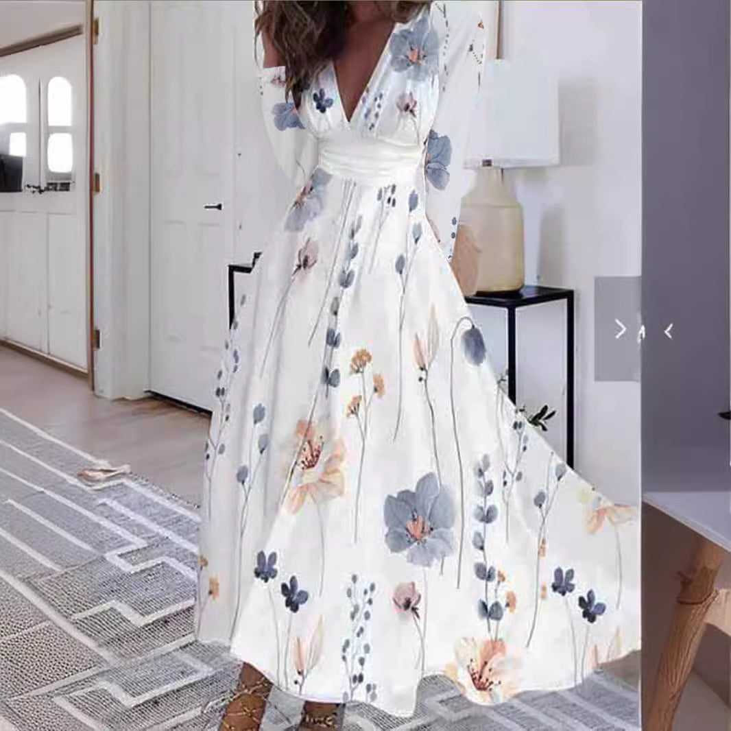 Dame Midi Kjole med blomster mønstre Stilla