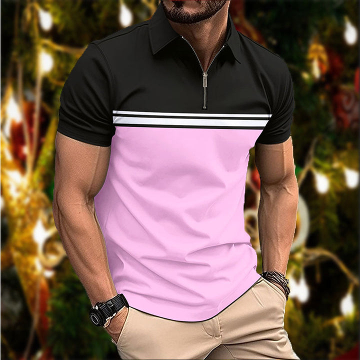 Herrer elegant kortærmet polo-shirt med moderne lynlås Stilla