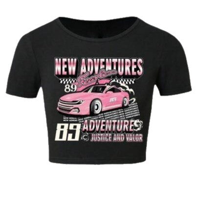 Dame Cropped T-Shirt med kreativt skeletdesign Skovae