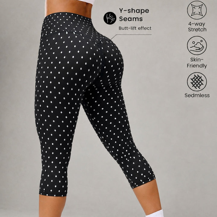 Dame Sporty 3/4 Leggings med Y-formede sømme og Anti-Cellulite-effekt Skovae