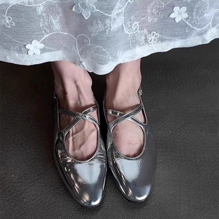 Dame Slingback-flade med kvadratisk tåform og justerbare remme Stilla