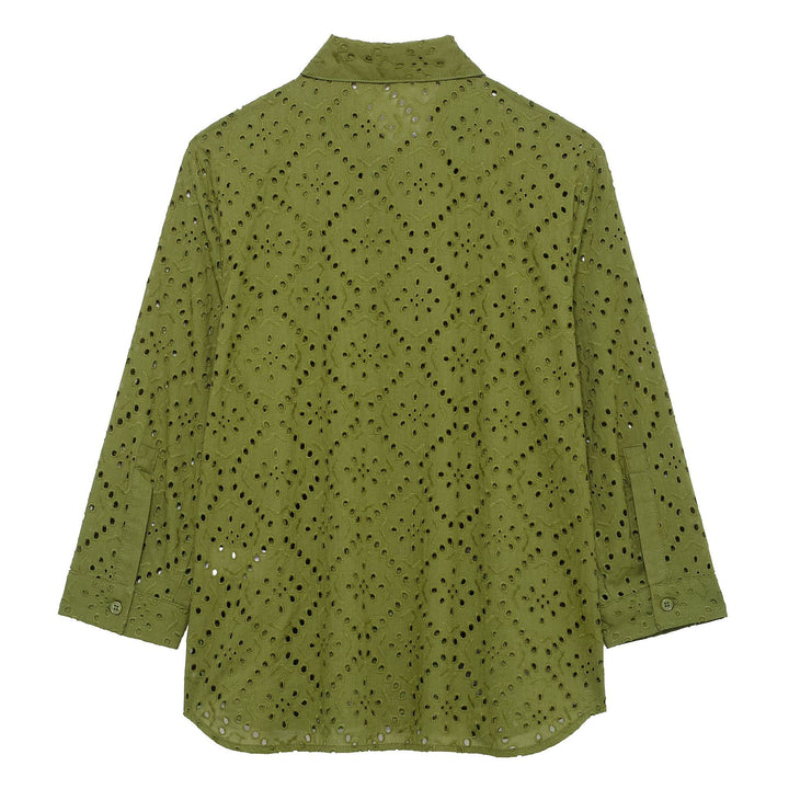 Femme Eyelet Detail Button-Up Skjorte Stilla