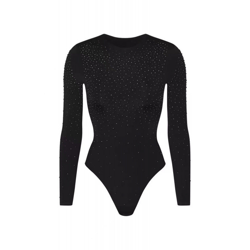 Dame Elegant Langærmet Gennemsigtig Bodystocking med Stras detaljer Stilla