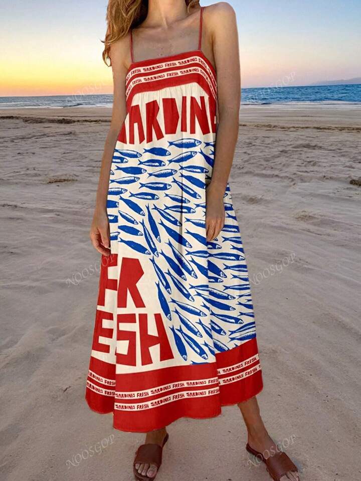 Dame Casual Grafik Maxi Kjole Stilla
