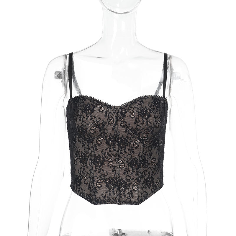 Dame Spids-Crop-Top med justerbare stropper Skovae