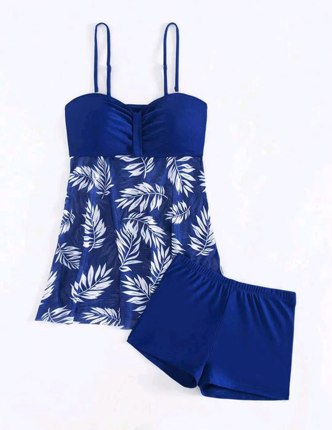 Dame Tankini-sæt med blomstret top og sporty shorts Skovae