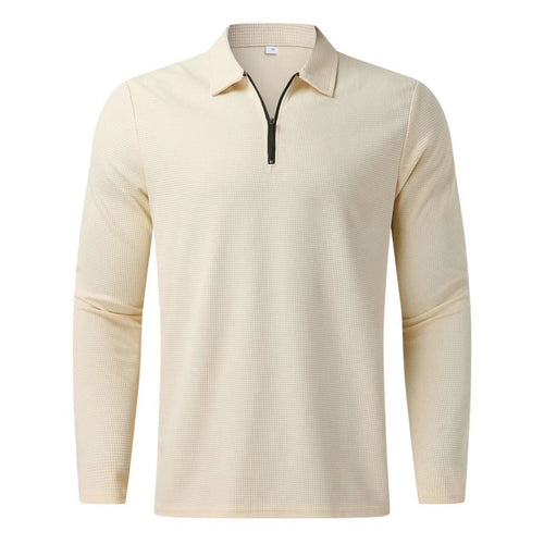 Herrer mode langærmet polo skjorte med innovativ lynlås åbning og åndbart design Stilla