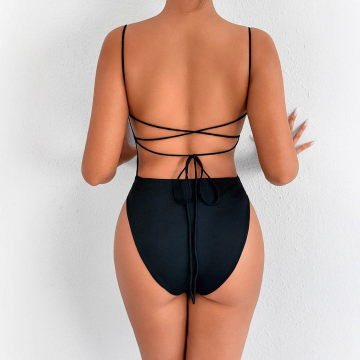 Dame bodystocking med dyb udskæring og smalle stropper Skovae