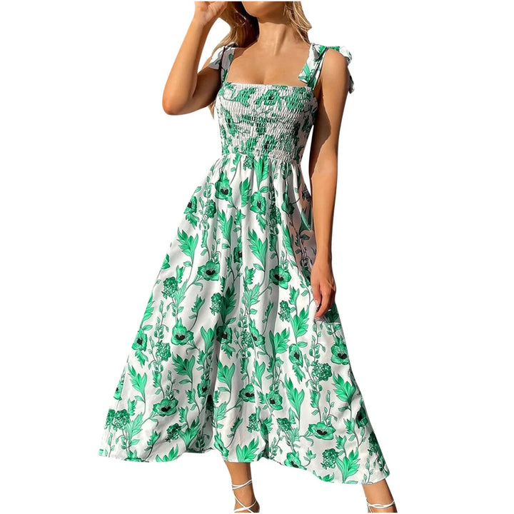 Dame Blomster Shirt Midi Kjole Stilla