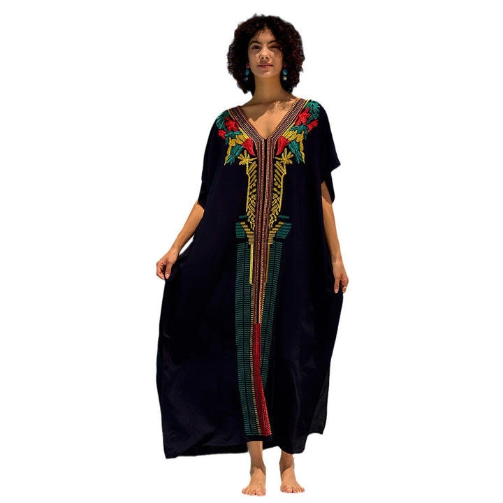 Dame Kaftan med kunstfærdig håndbroderi og elegant V-udskæring Stilla