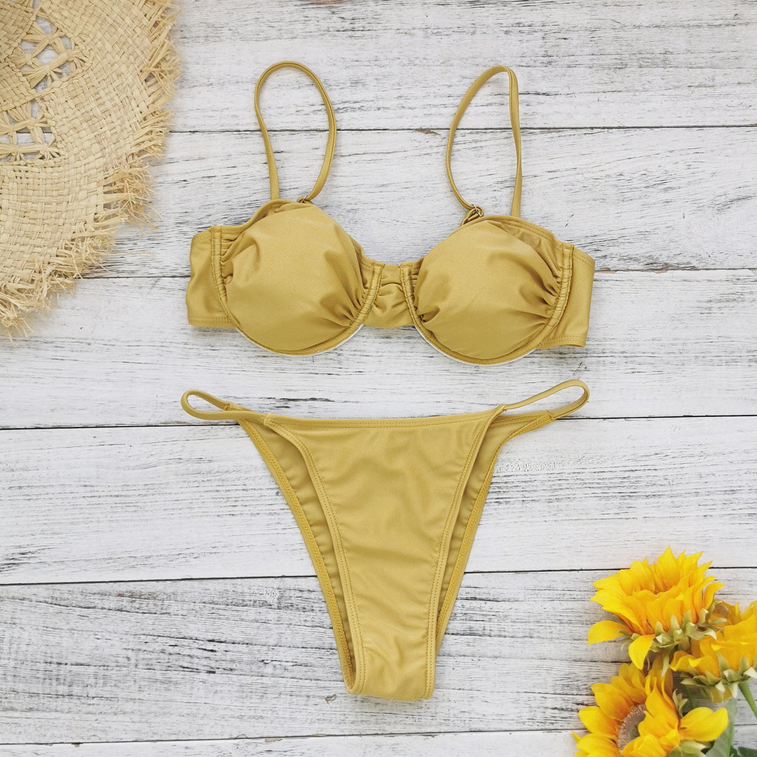 Kvinde bikini-sæt med polstret top og højt skåret trusse Stilla