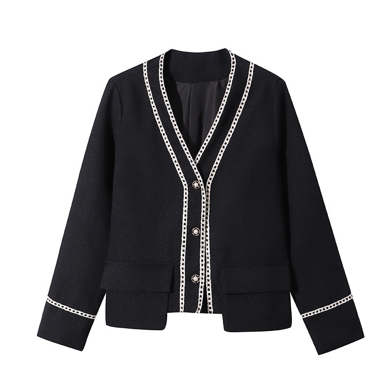 Dame Elegant Cardigan med delikate kontrastdetaljer Stilla