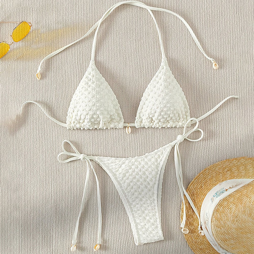 Dame Bikiniset med charmerende strukturdesign Skovae