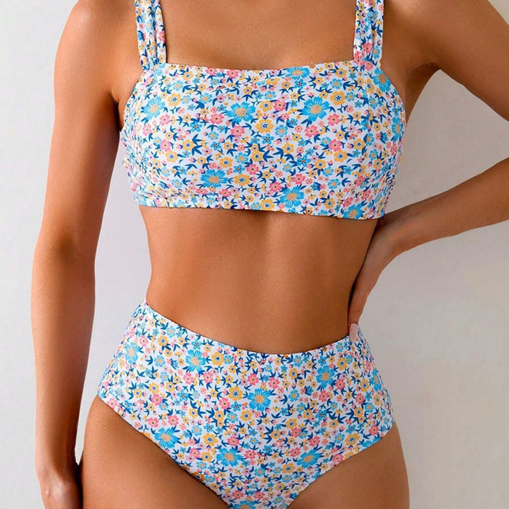 Dame Floral Print Højtaljet Bikini-Sæt Stilla 1750313555