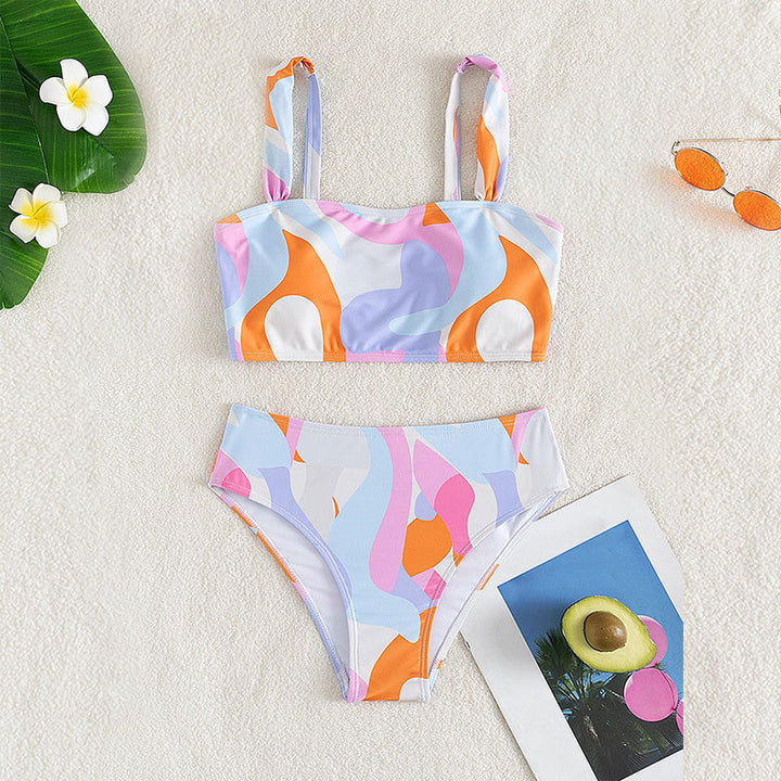 Dame bikini sæt med moderne design og høj talje Skovae