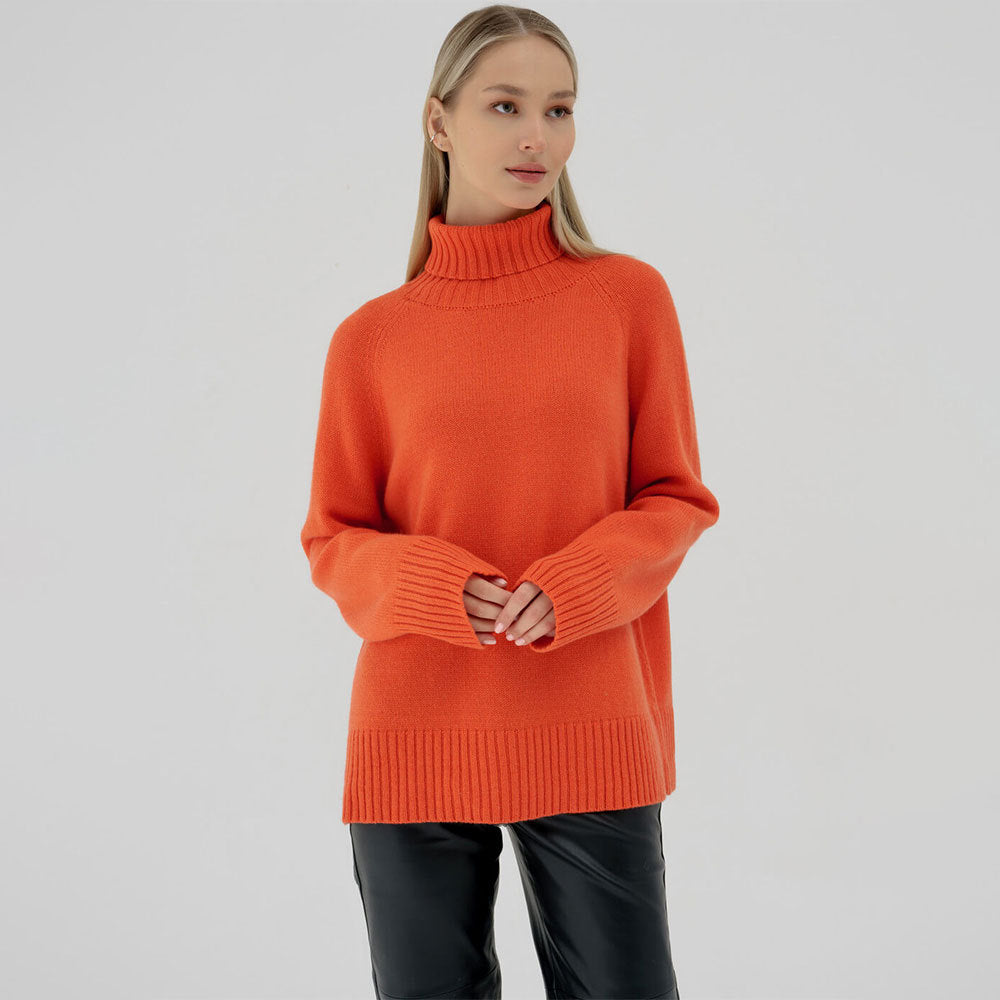 Kvinders strikket sweater med høj krave og afslappet pasform Stilla