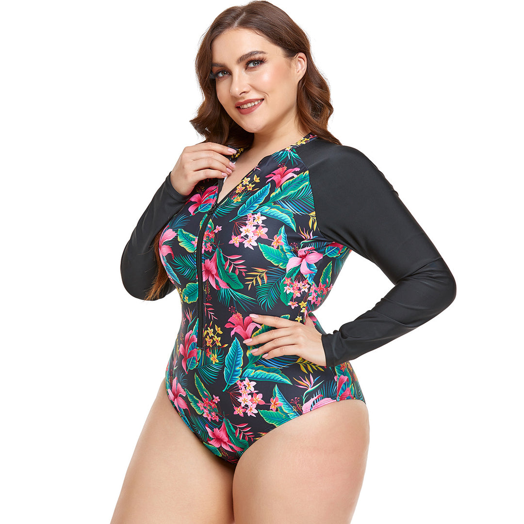 Dame Rashguard badedragt med blomster mønster Skovae