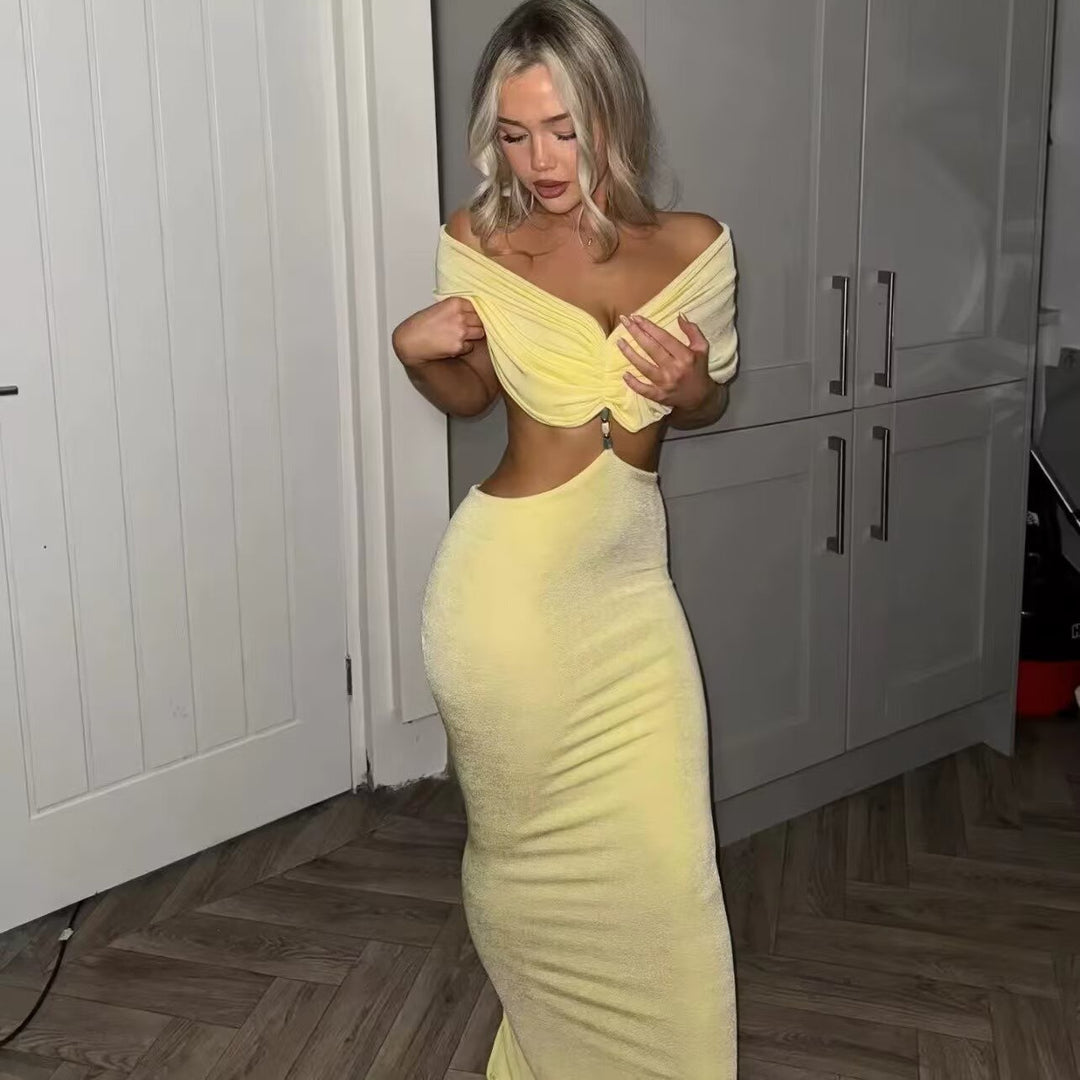Femme Elegante Draperet To-delt Maxikjole Stilla