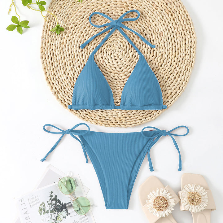 Dame Triangel-Bikini med justerbare sløjfer Skovae