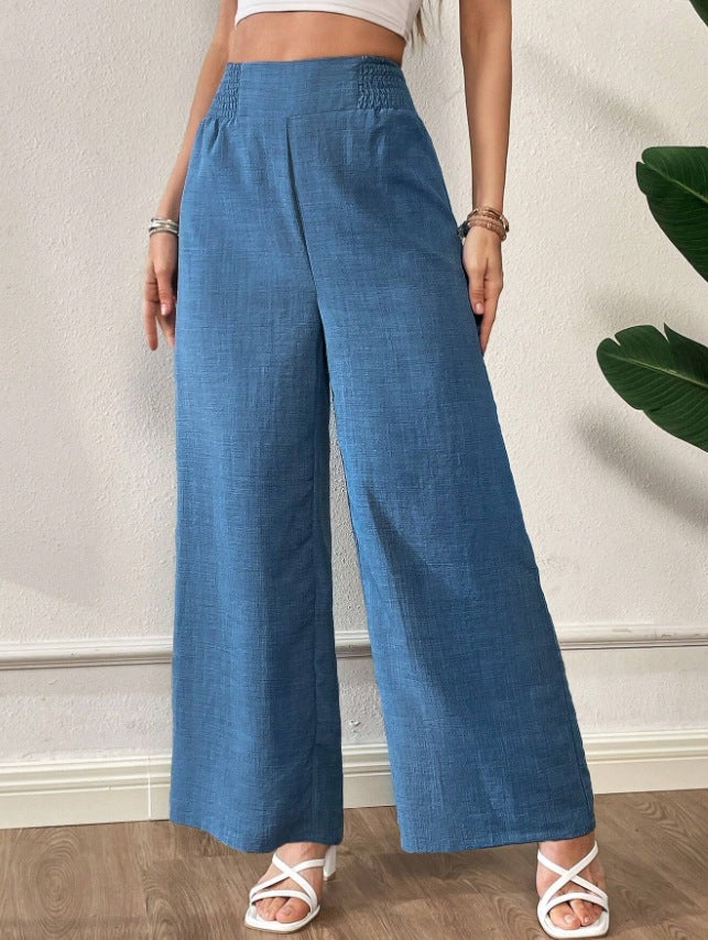 Dame elegant bred linnedragt med elastisk talje Skovae