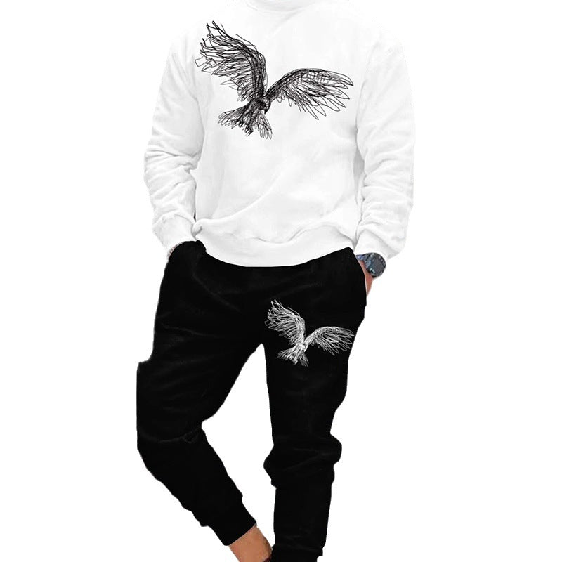Herrer Sporty Sweatshirt og Joggingbukser Sæt med moderne Print Stilla