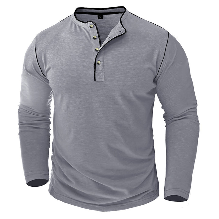 Herre Langærmet Henley-Shirt med fashionable detaljer og behagelig pasform Stilla