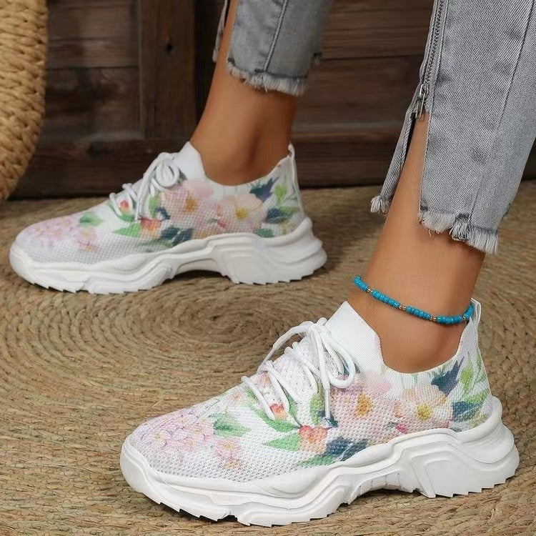 Dame mode Sneakers med blomsterdesign og polstret sål Stilla