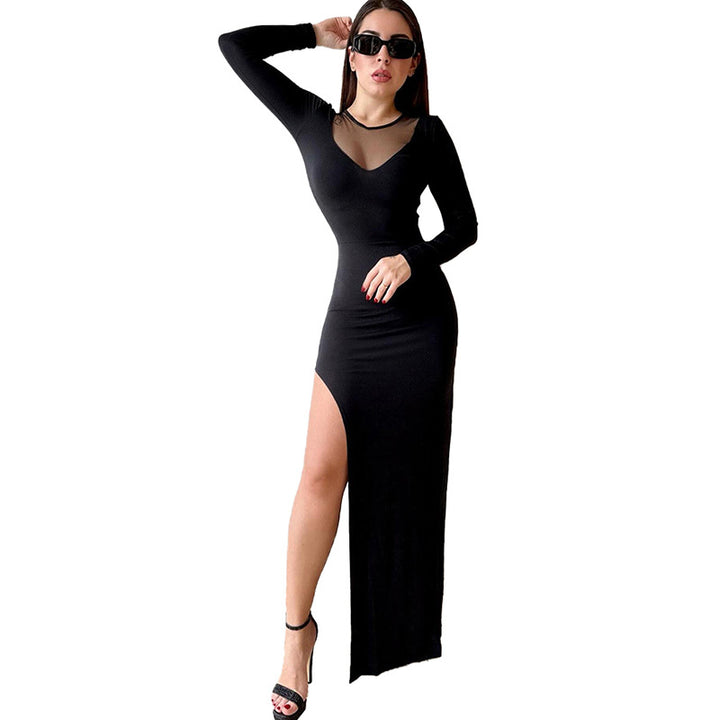 Dame Elegant Maxikjole med transparente indlæg og sidelæg Stilla