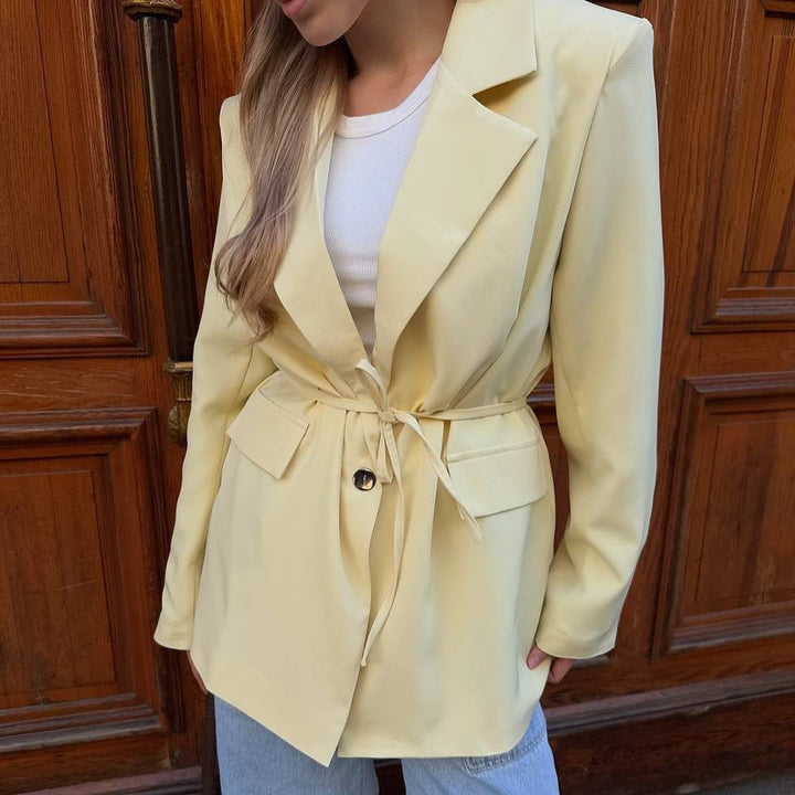 Damer fashionable oversized blazer jakke med talje bælte Stilla