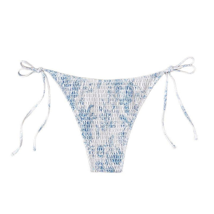 Dame bikini-bukser med justerbare bindebånd i siderne og elegant flæse-design Skovae