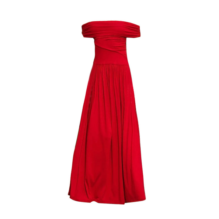 Kvinders maxikjole med off-shoulder design og elegant rynket udseende Stilla