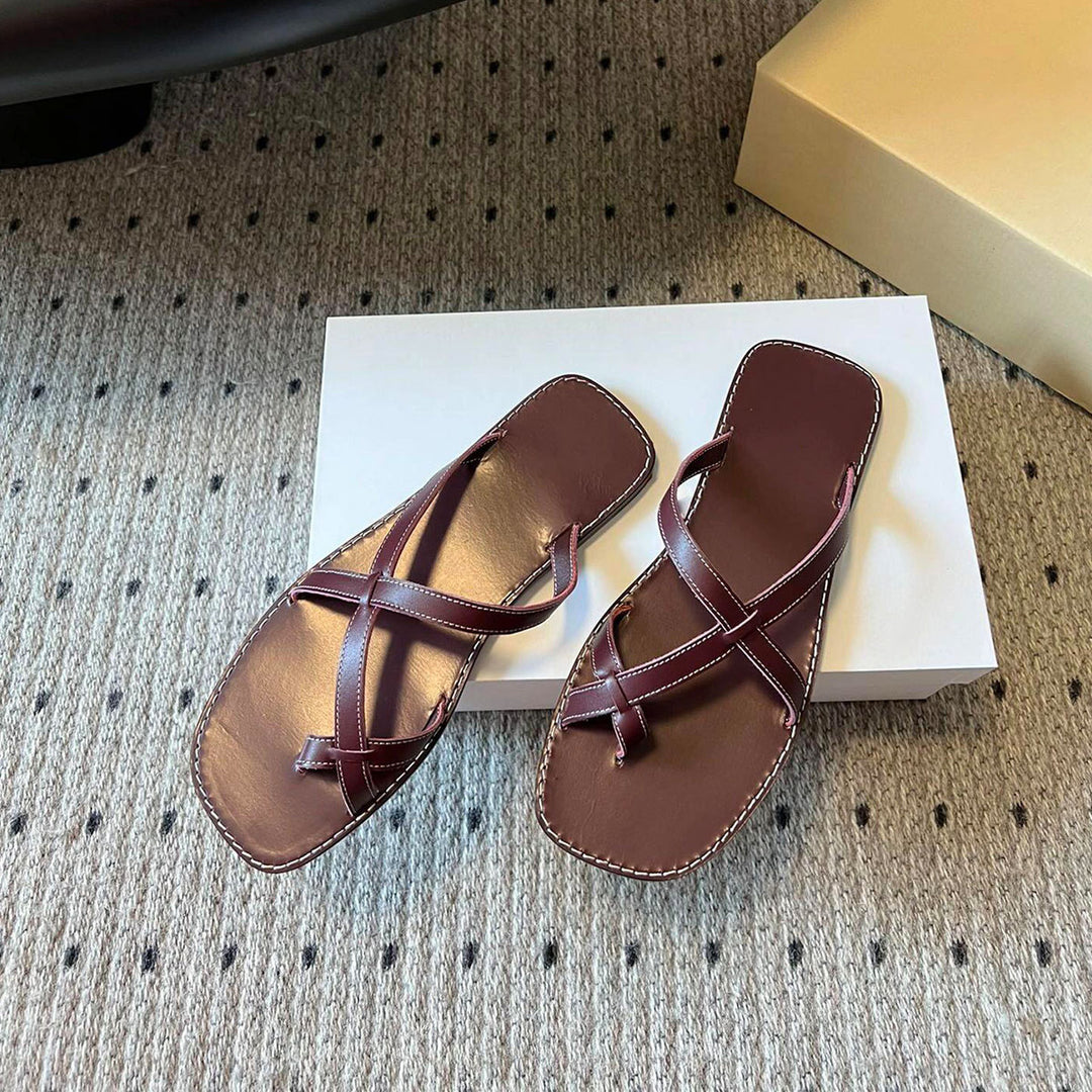 Dame Krydsrem Flad Sandal Stilla