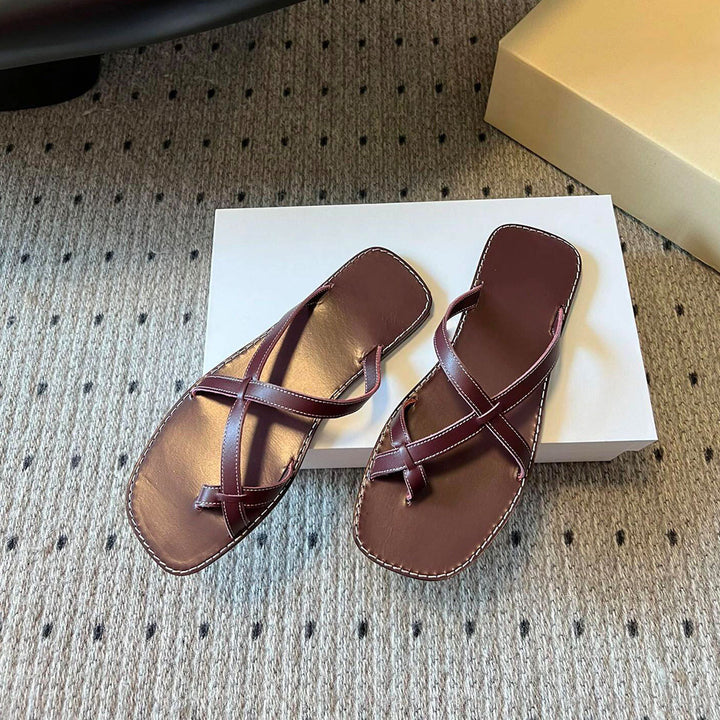 Dame Krydsrem Flad Sandal Stilla
