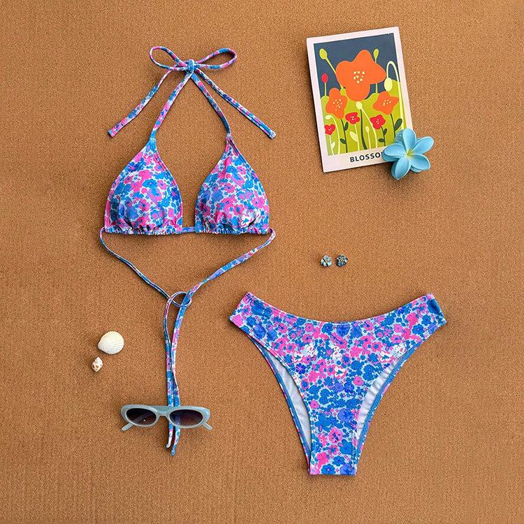 Dame triangel-bikini med dekorative prikker Skovae