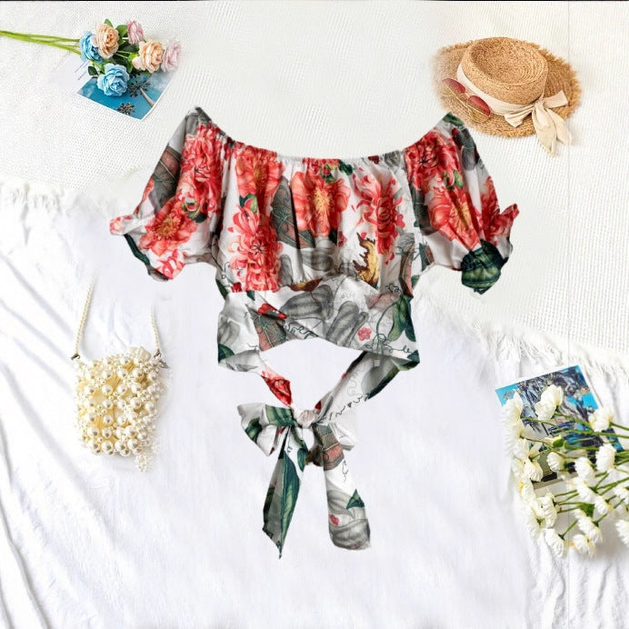 Dame Paisley Print Off-Shoulder Crop Top Stilla