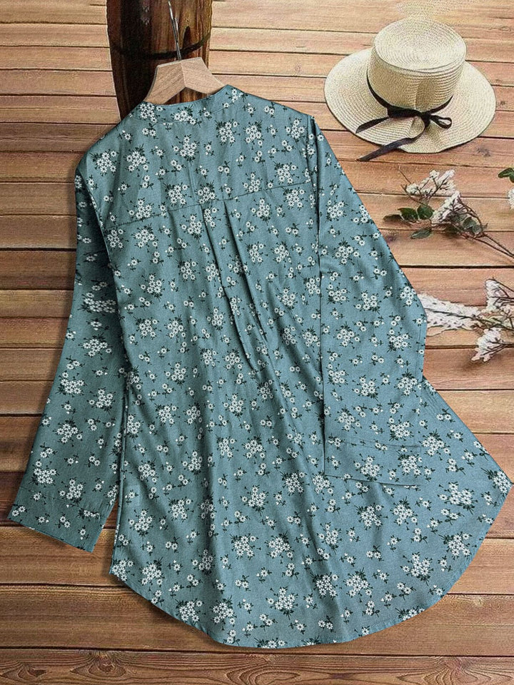 Dame Mode Bluse med knapper og blomster mønster Stiila