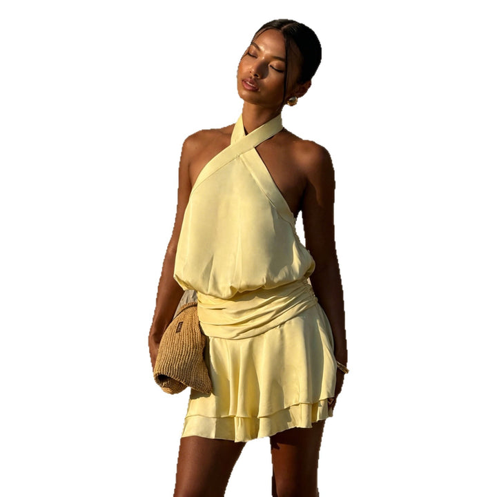 Dame Elegant Wrap Dress med off-shoulder design og flydende stof Skovae