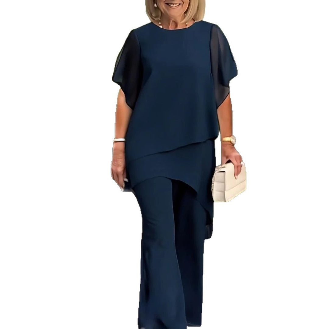 Dame Elegant Lagdelt Top og Bukser Sæt Stilla