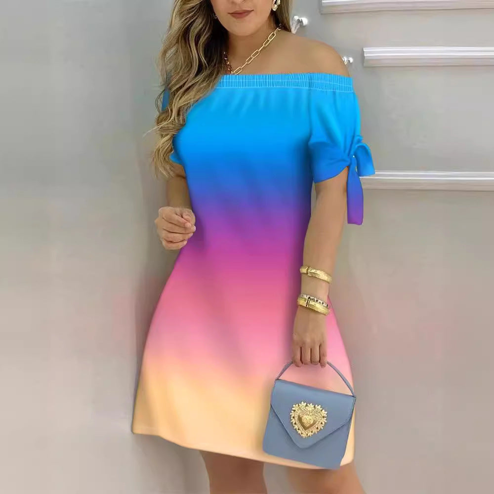 Dame Off-Shoulder Kjole med florale accenter og legende ærmer Stilla