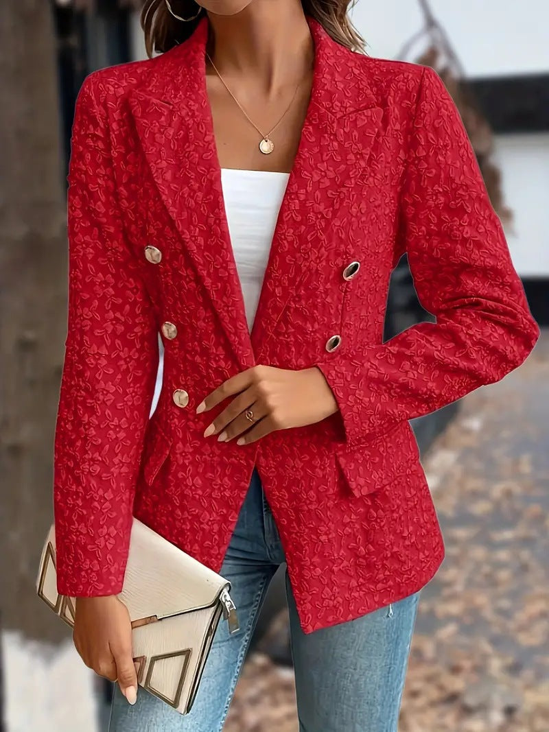 Dame struktureret blazer med blomstret design og gyldne knapper Stilla