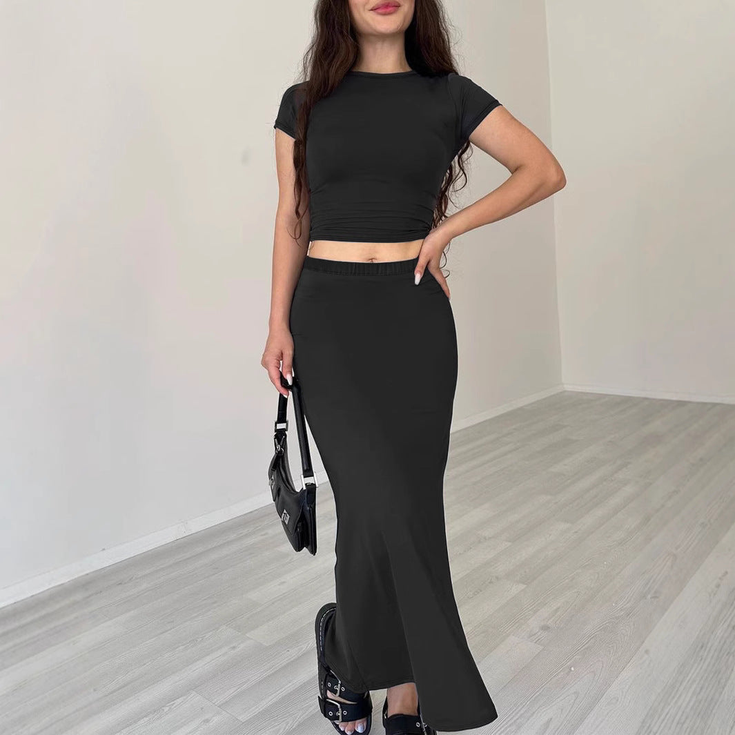 Damer cropped top og maxiskirt sæt Stilla