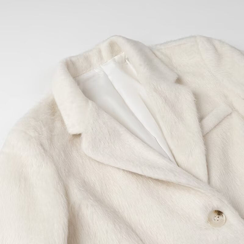 Dame hyggelig fleece-blazerjakke med knapper og lommer Stilla
