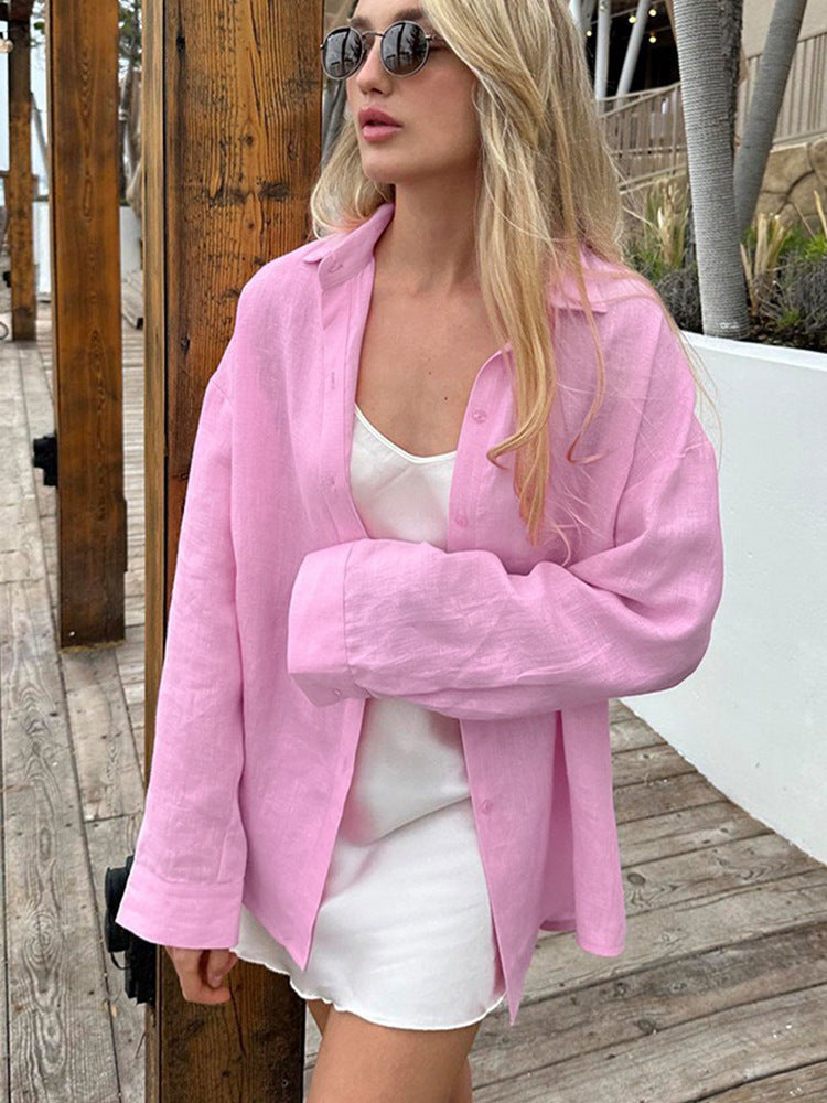 Dame casual skjorte bluse lavet af let linned Stilla