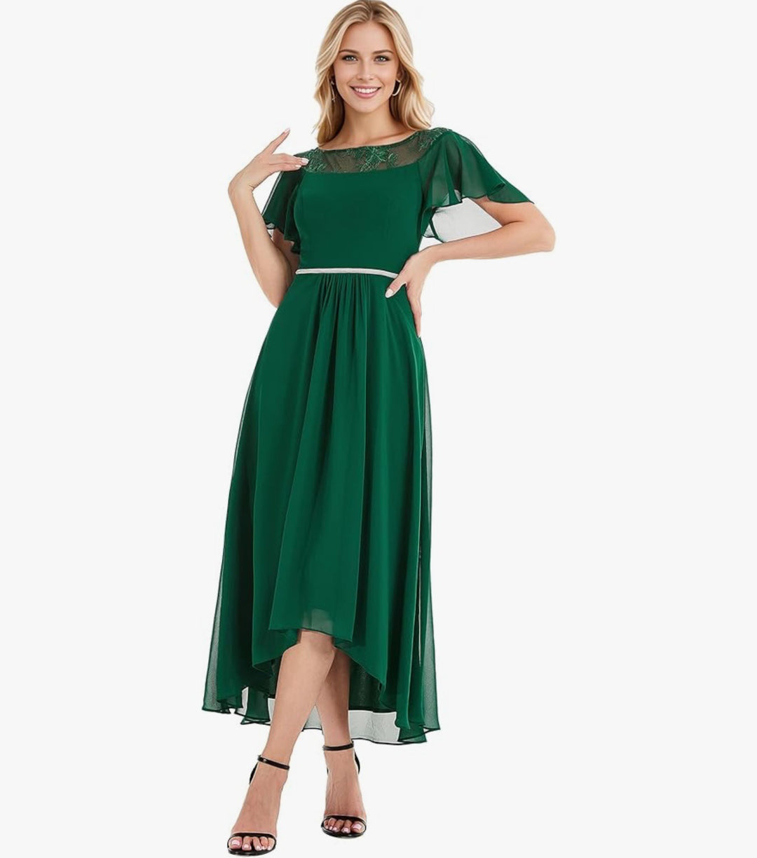 Dame Elegant Spids Overlay Maxikjole Stilla