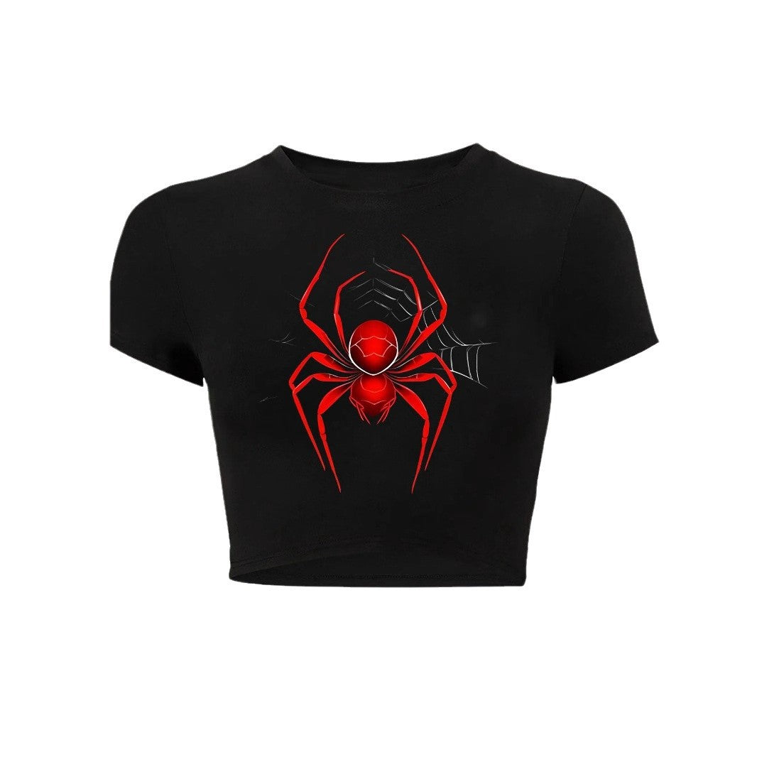 Dame Crop-T-shirt med kreativ telefon-design Skovae
