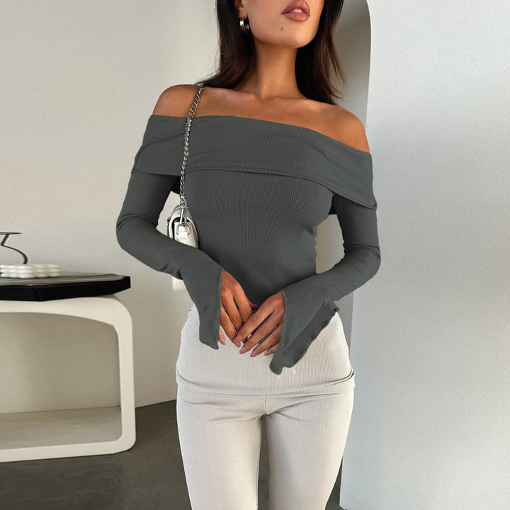 Dame Off-Shoulder skjorte med elegante trompetærmer Skovae